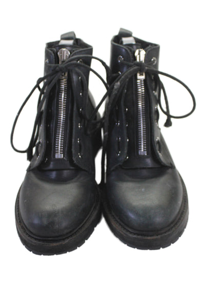 Rag & Bone Womens Leather Round Toe Combat Boots Black Size 37 7