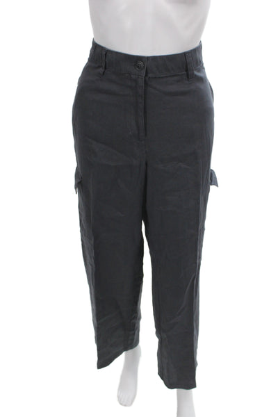 Eileen Fisher Womens Cargo Pants Gray Organic Linen Size S