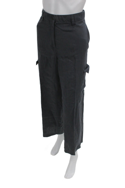 Eileen Fisher Womens Cargo Pants Gray Organic Linen Size S
