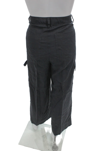 Eileen Fisher Womens Cargo Pants Gray Organic Linen Size S