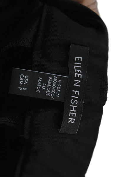 Eileen Fisher Women Petite Cropped Pants Black Cotton Size S