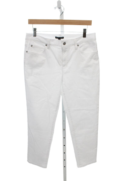 Eileen Fisher Womens Cropped Jeans White High Rise Cotton 24 Inseam Size S