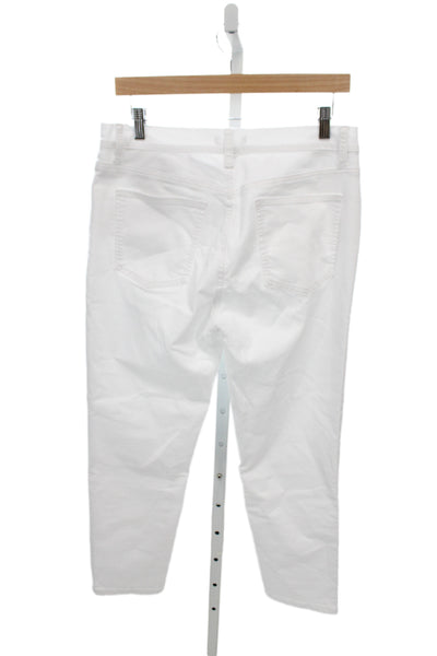 Eileen Fisher Womens Cropped Jeans White High Rise Cotton 24 Inseam Size S