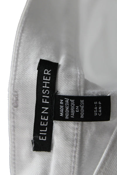 Eileen Fisher Womens Cropped Jeans White High Rise Cotton 24 Inseam Size S