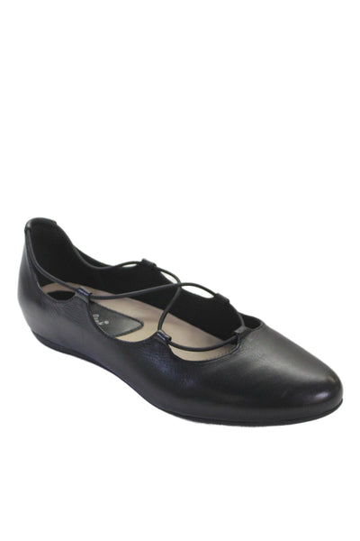Earthies® Womens Leather Strappy Ballet Flats Black Size 10