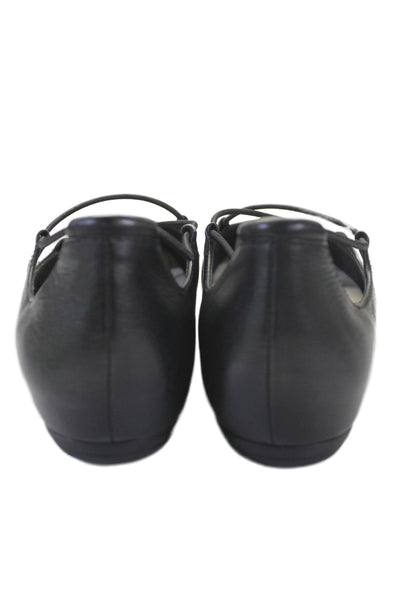 Earthies® Womens Leather Strappy Ballet Flats Black Size 10