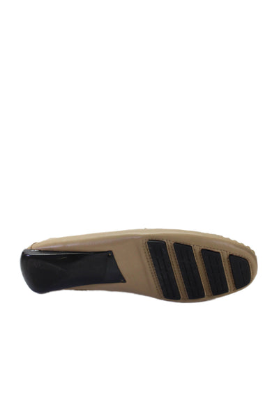 Robert Zur Womens Leather Woven Slide On Loafers Beige Size 11 Medium