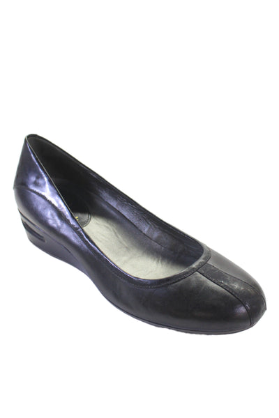 Cole Haan Womens Leather Low Wedge Slide On Pumps Black Size 10 B