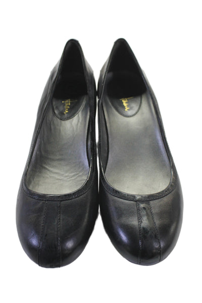 Cole Haan Womens Leather Low Wedge Slide On Pumps Black Size 10 B