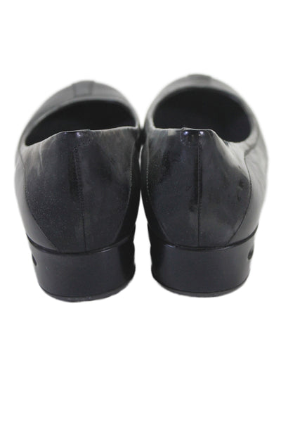 Cole Haan Womens Leather Low Wedge Slide On Pumps Black Size 10 B