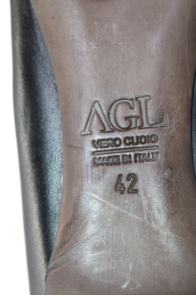 AGL Attilio Giusti Leombruni Womens Leather Cap Toe Loafers Black Size 42 12