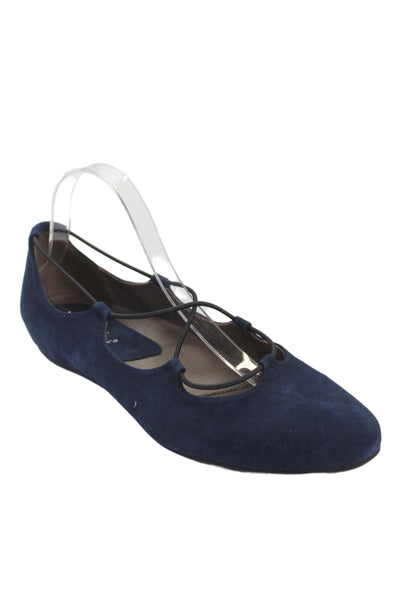 Earthies® Womens Suede Strappy Essen Ballet Flats Navy Blue Size 11 B