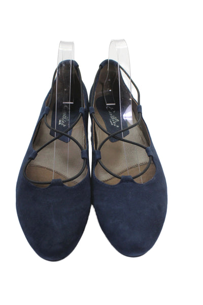 Earthies® Womens Suede Strappy Essen Ballet Flats Navy Blue Size 11 B