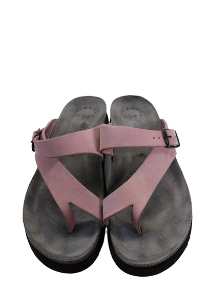 Mephisto Womens Suede Buckle Thong Slide On Sandals Pink Size 40 10