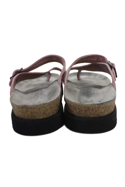 Mephisto Womens Suede Buckle Thong Slide On Sandals Pink Size 40 10