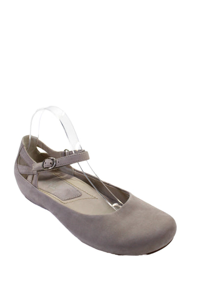 Earthies® Womens Suede Ankle Strap Ballet Flats Taupe Beige Size 10 B