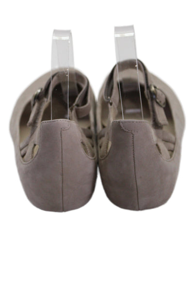 Earthies® Womens Suede Ankle Strap Ballet Flats Taupe Beige Size 10 B