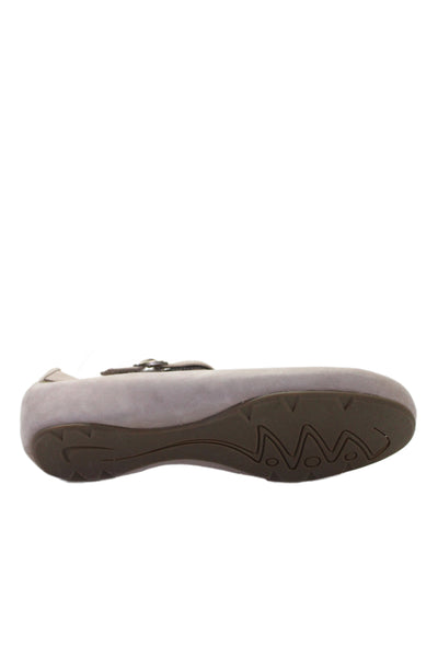 Earthies® Womens Suede Ankle Strap Ballet Flats Taupe Beige Size 10 B