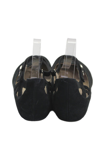 Earthies® Womens Suede Ankle Strap Capri Ballet Flats Black Size 11 B