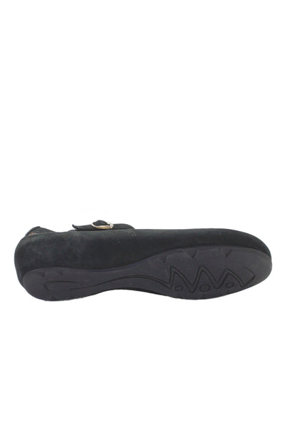 Earthies® Womens Suede Ankle Strap Capri Ballet Flats Black Size 11 B