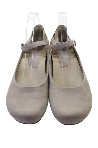 Earthies® Womens Suede Ankle Strap Capri Ballet Flats Beige Size 11 B
