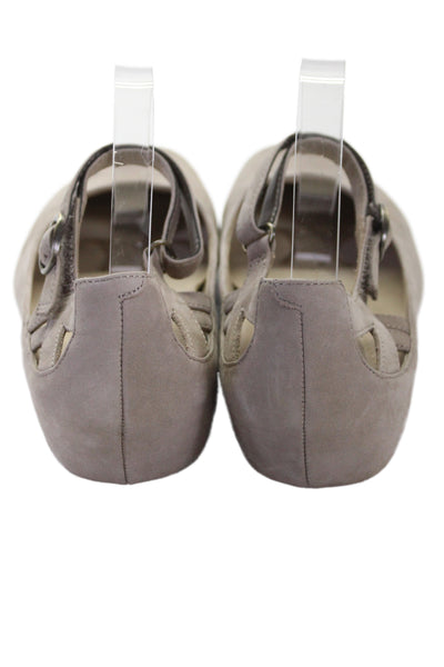 Earthies® Womens Suede Ankle Strap Capri Ballet Flats Beige Size 11 B