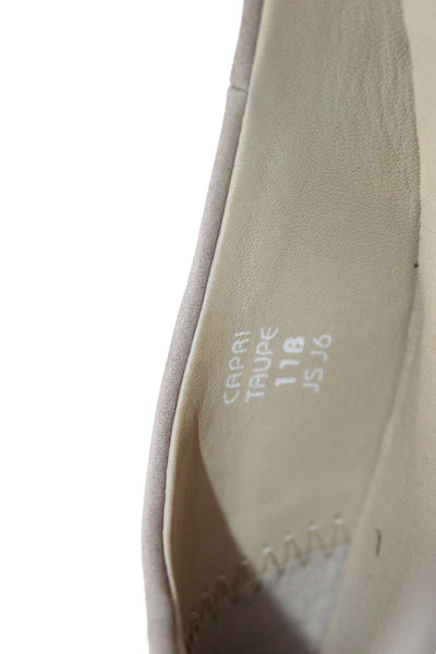Earthies® Womens Suede Ankle Strap Capri Ballet Flats Beige Size 11 B