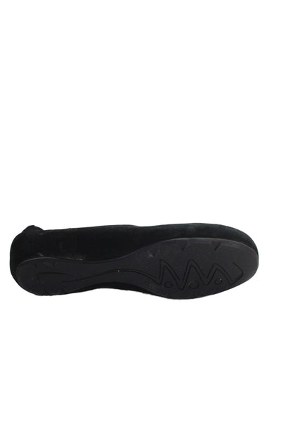 Earthies® Womens Suede Ankle Strap Capri Ballet Flats Black Size 10 B