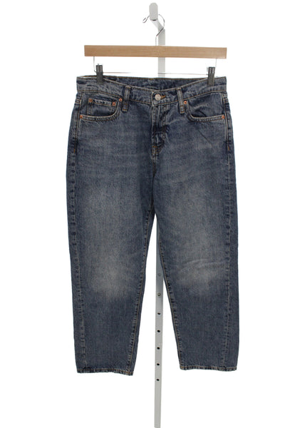 Zara Women Blue Mom Jeans Cotton Mid Rise 26in Inseam Size 4