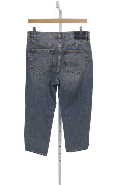 Zara Women Blue Mom Jeans Cotton Mid Rise 26in Inseam Size 4
