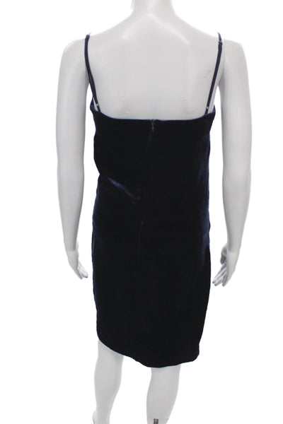 L'Agence Womens Blue Velvet V-Neck Slip Dress Sleeveless Zip Short Size XS