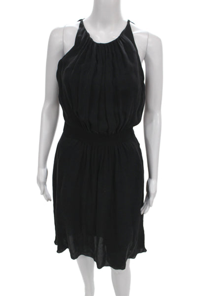 L'Agence Women Blouson Black Silk Halter Knee Length Sleeveless Dress Size 1