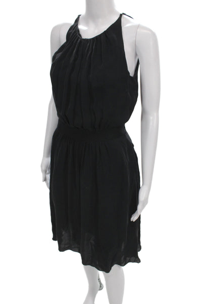 L'Agence Women Blouson Black Silk Halter Knee Length Sleeveless Dress Size 1