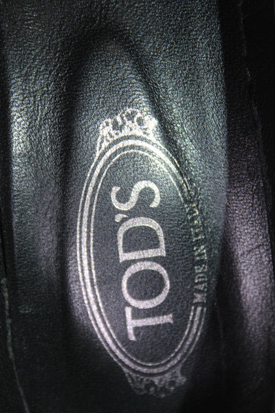 Tods Womens Suede Round Toe Slip On Heels Navy Size 36 6