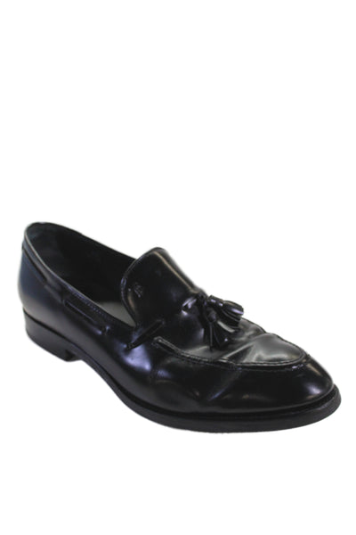 Tods Mens Leather Pointed Toe Slip On Loafers Black Size 8.5