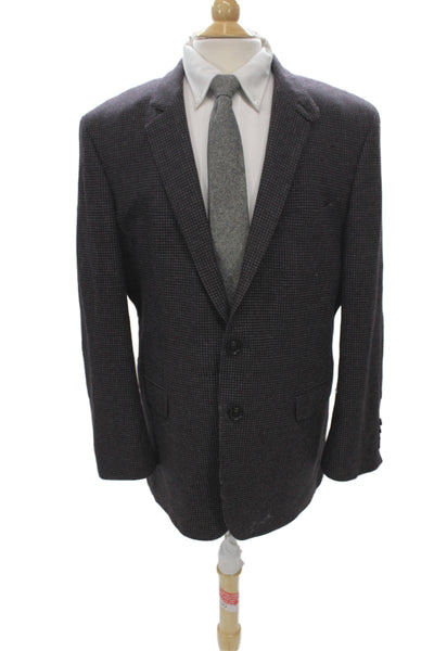 Boss Hugo Boss Mens Brown Plaid Virgin Wool Blazer Button Size 46