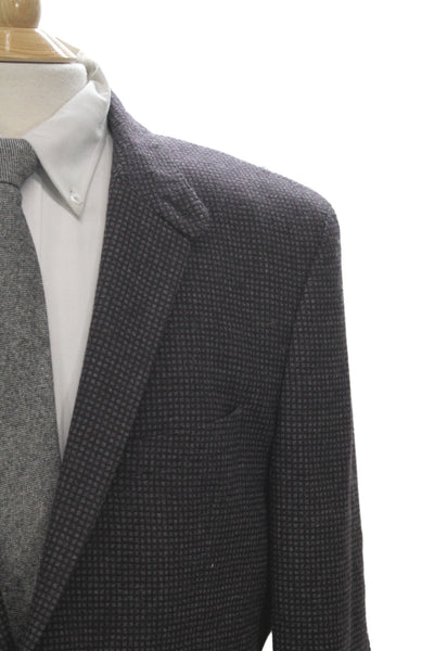 Boss Hugo Boss Mens Brown Plaid Virgin Wool Blazer Button Size 46