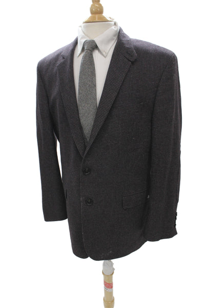 Boss Hugo Boss Mens Brown Plaid Virgin Wool Blazer Button Size 46