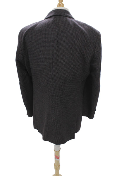 Boss Hugo Boss Mens Brown Plaid Virgin Wool Blazer Button Size 46