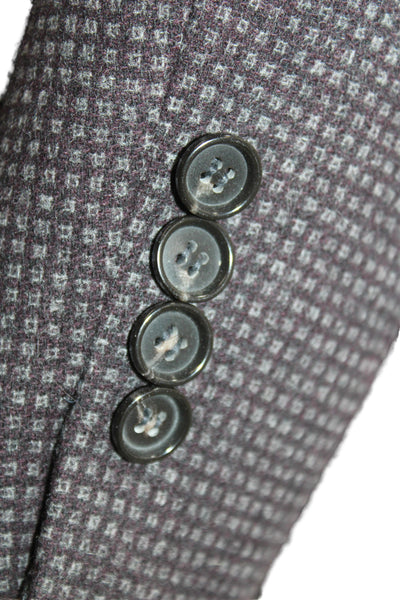 Boss Hugo Boss Mens Brown Plaid Virgin Wool Blazer Button Size 46