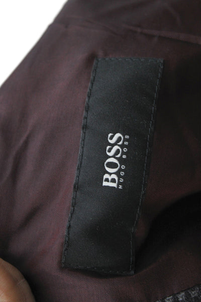 Boss Hugo Boss Mens Brown Plaid Virgin Wool Blazer Button Size 46