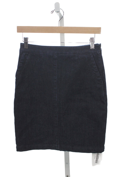 Banana Republic Womens Straight Pencil Mini Skirt Blue Cotton Zip Size 0