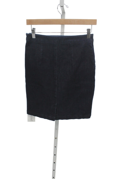 Banana Republic Womens Straight Pencil Mini Skirt Blue Cotton Zip Size 0