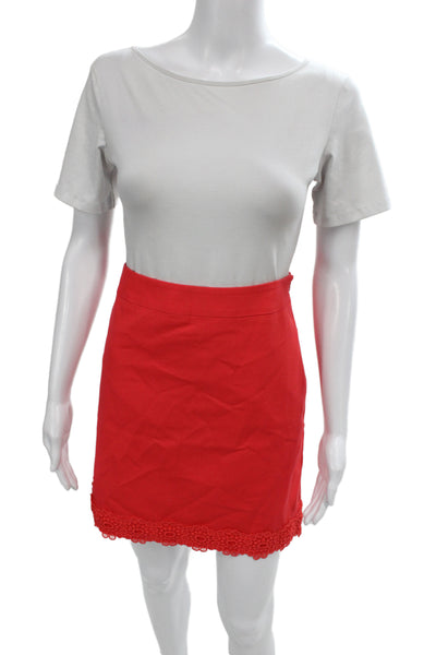 Talbots Women Red Straight Pencil Mini Skirt Cotton Zip Size 2P