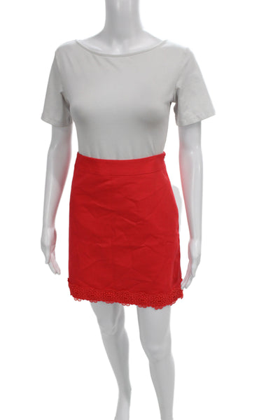 Talbots Women Red Straight Pencil Mini Skirt Cotton Zip Size 2P