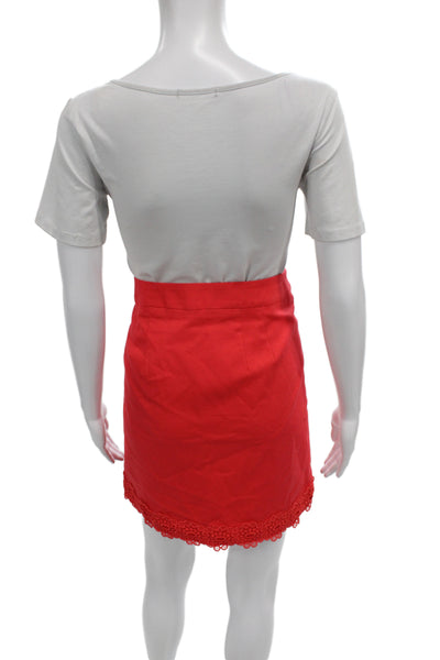 Talbots Women Red Straight Pencil Mini Skirt Cotton Zip Size 2P