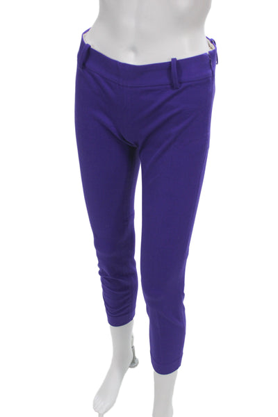 J Crew Women Cropped Purple Stretch Pants Zip Inseam 23 Size 00