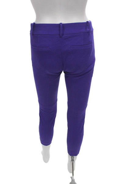 J Crew Women Cropped Purple Stretch Pants Zip Inseam 23 Size 00