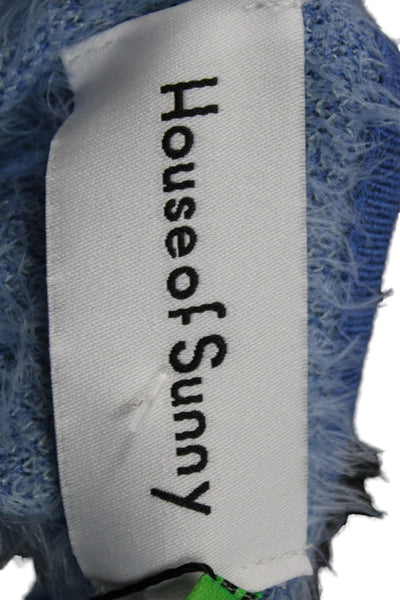 House Of Sunny Womens Bodycon Midi Dress Blue Scoop Neck Longsleeve Size 6