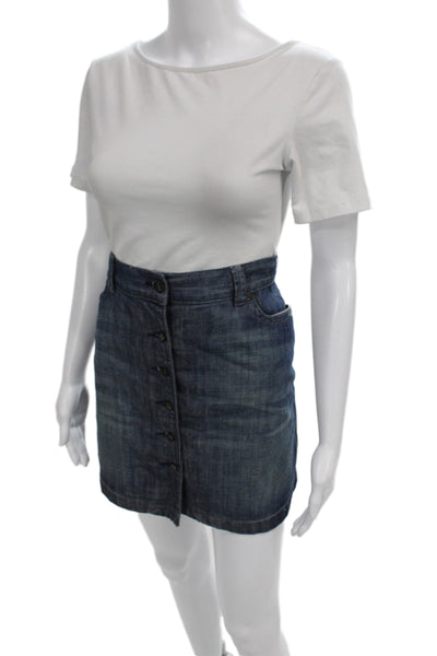 RVCA Womens Denim Mini Skirt Blue Button Casual Size 29